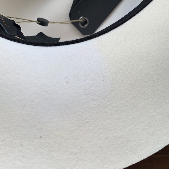 NWT Rag & Bone Off White Wool Wide Brim Floppy Fedora Tan Leather Hatband Large - Picture 16 of 16